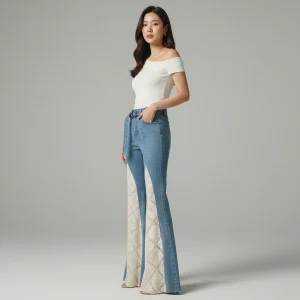 Pantalon Évasé Dentelle Coréen