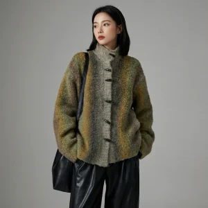 Cardigan Coréen Femme Col Montant