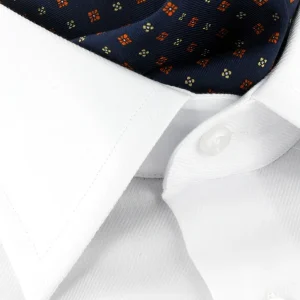 Ascot bleu marine à motif losange orange