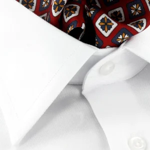 Foulard ascot en soie rouge et marine