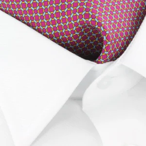 Ascot fuchsia à motifs bleu ciel et jaunes