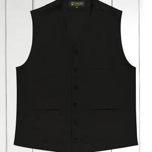 gilet à poches passepoilées en serge de coton noire