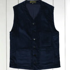 gilet à poches plaquées en velours de laine dark navy