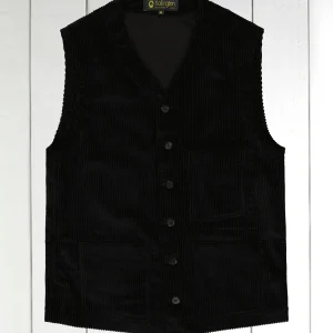 gilet à poches plaquées en velours de laine noir