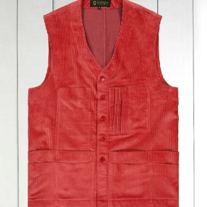 gilet 20 poches en velours de laine vieux rose
