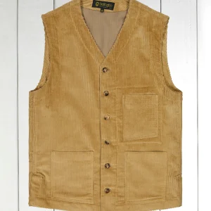 gilet à poches plaquées en velours de laine sable