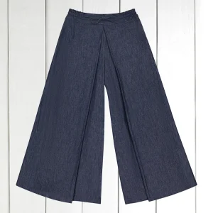 pantalon hakama en denim indigo