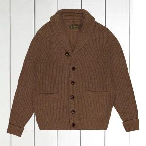 cardigan à col châle 100 % lambswool tabac