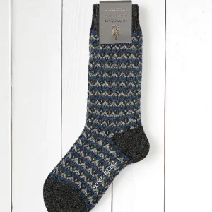 chaussettes scott-nichol épaisses en mérinos et soie charcoal fleck