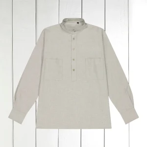 chemise col mao en coton oxford lichen