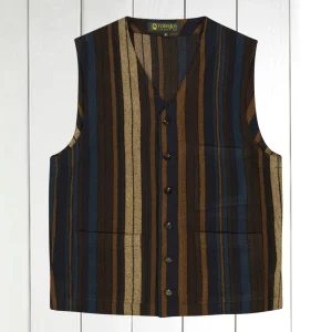 gilet à poches plaquées en teddy wool bayadère hivernal