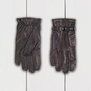 gant en cuir d'agneau véritable noir