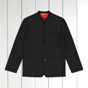 veste tyrol ajustée en serge pure laine naturellement extensible noire s'130