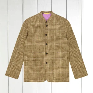 veste tyrol ajustée en toile pur lin motif prince de galles