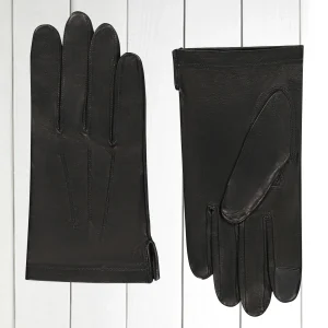 gants Agnelle Army en cuir d'agneau non doublé noir