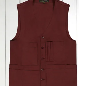 gilet 20 poches en crêpe de coton carmin