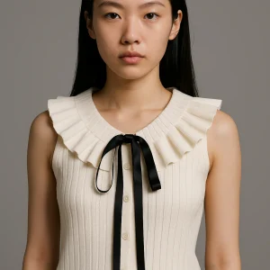 Top Femme Col Dentelle Coréen