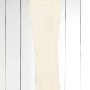 pantalon siza en toile texturée et extensible en lin et coton ivoire