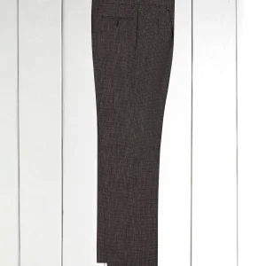 pantalon luca à plis en laine motif caviar noir et cendre