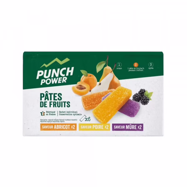 Pâte de fruits 6x30g Punch Power Mix de fruits(x2 abricot, x2 poire, x2 mûre)