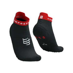 Chaussettes Compressport Pro Racing Socks v4.0 run hauteur low bassses noir bande rouge