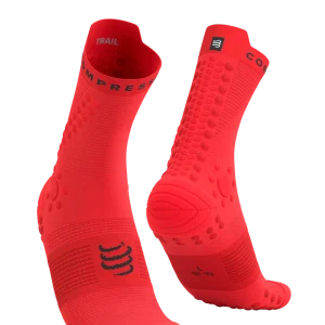 Chaussettes Compressport Pro Racing Socks v4.0 Trail hautes rouge