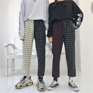 Pantalon Coréen Double Quadrillage