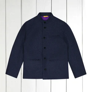 veste megève en super soft tweed bleu noir