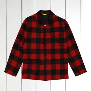 veste odéon en drap de laine épais à carreaux rouge et noir