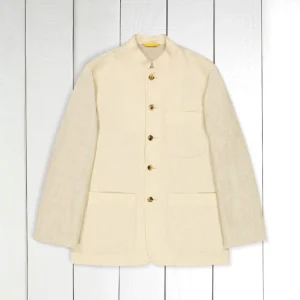 veste tyrol ajustée en toile pur lin écru très légère