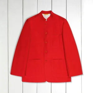 veste tyrol ajustée en toile pur lin rouge très légère