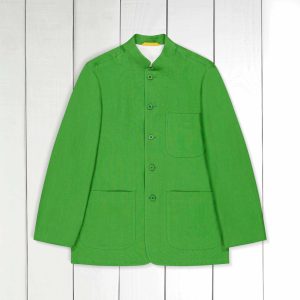 veste tyrol ajustée en toile pur lin vert très légère
