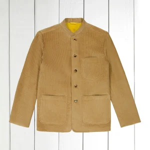 veste tyrol ajustée à col nehru en velours de laine sable