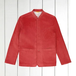 veste tyrol ajustée à col nehru en velours de laine vieux rose