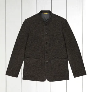 veste tyrol ajustée en chenille de laine à chevrons gris