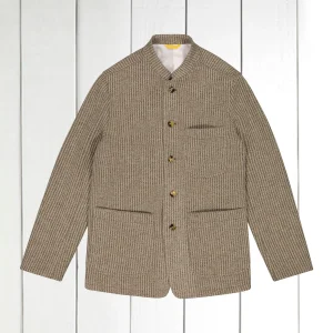 veste tyrol ajustée en laine et cachemire effet tricot à rayures sable