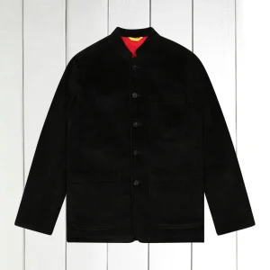 veste tyrol ajustée à col nehru en velours de laine noir