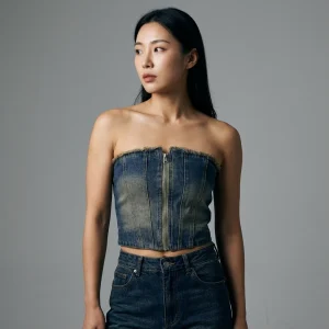 Veste Bustier en Jean Coréenne Femme